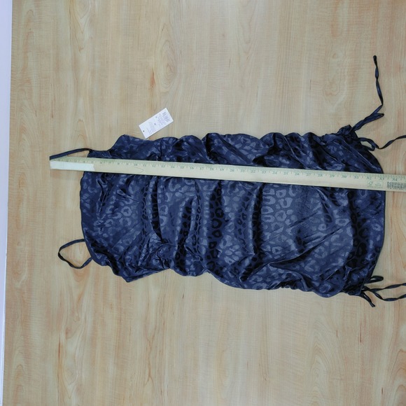 Wild Fable Black Leopard Ruched Bodycon Mini Dress Spaghetti Straps Size M - Picture 5 of 7